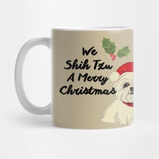 Funny Shih Tzu Maltese Christmas in Red Crusty White Dog Malshi Girl Mug